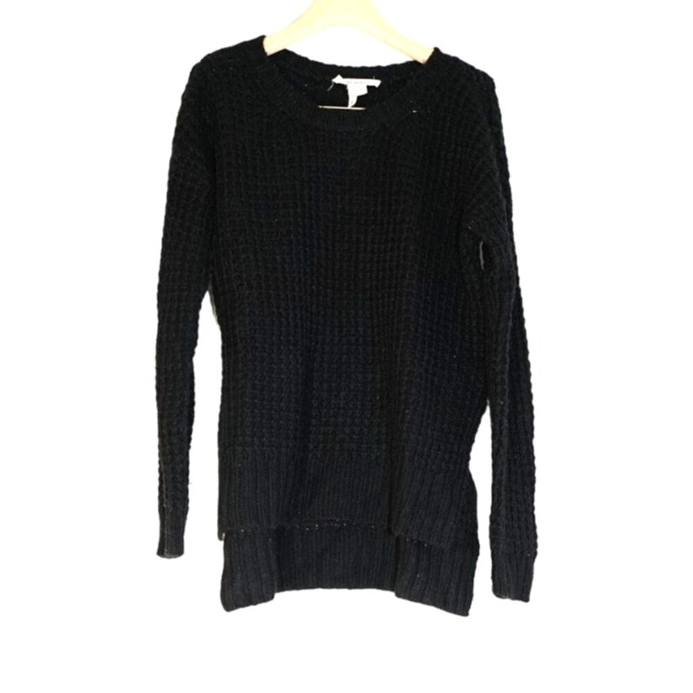 BCBGeneration - Crew Neck High Low Pullover Knit Sweater in Black / Size XS/S